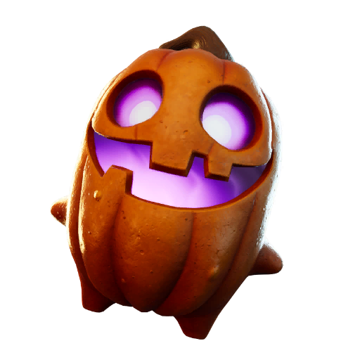 A sprite in Fortnite that looks like a carved pumpkin