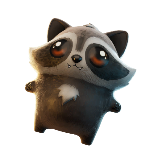 A sprite of a tiny raccoon in Fortnite