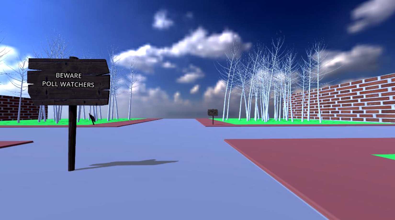The Onion’s First-Ever Video Game Skewers American Politics Just Ahead of the Midterms 10 A sign warning about poll watchers appears in The Onion Voting Simulator 3D.