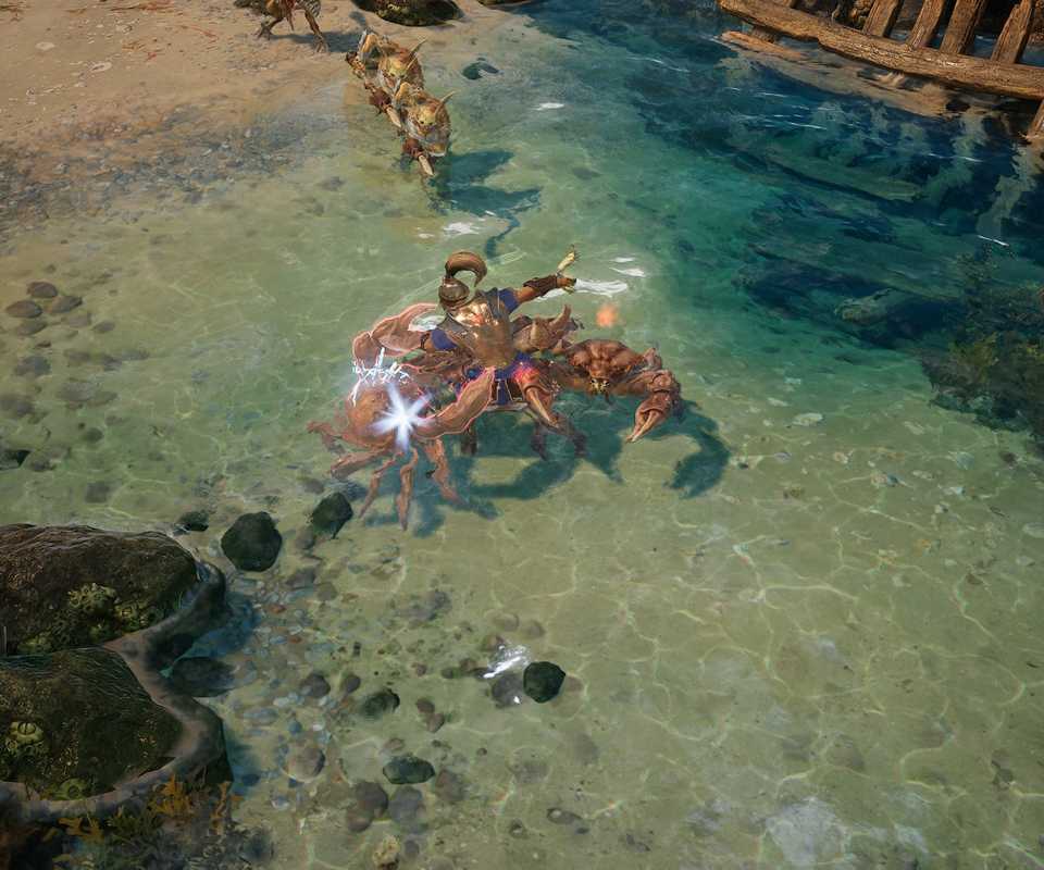 Titan Quest 2 Fighting enemies in shore