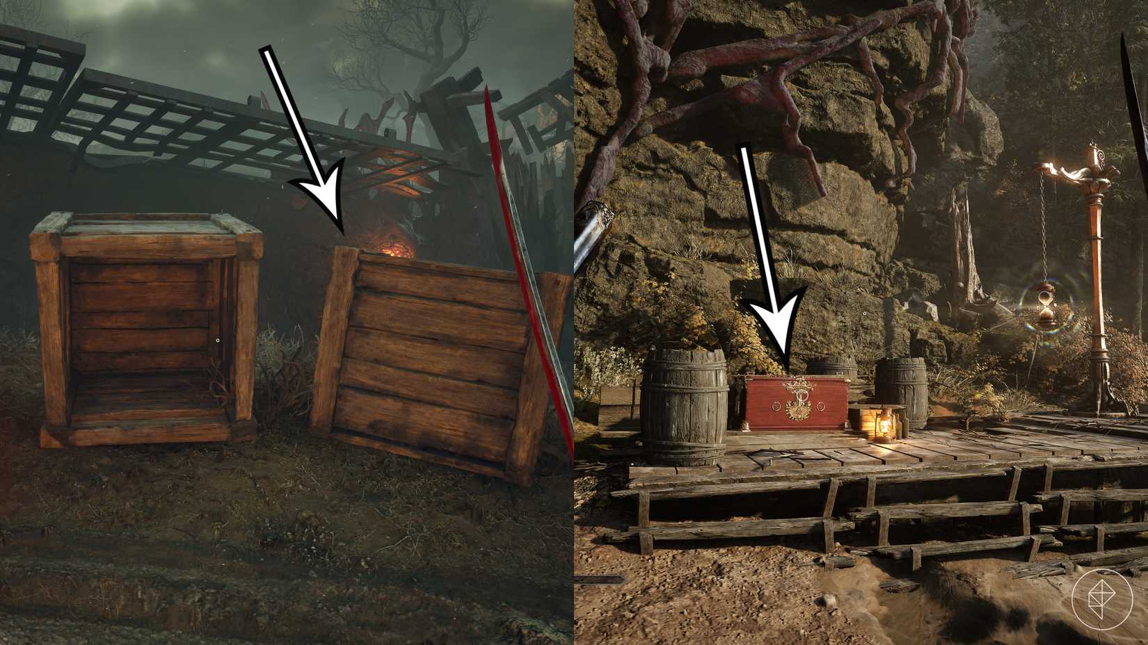 Crates and treasure chests in Valor Mortis.
