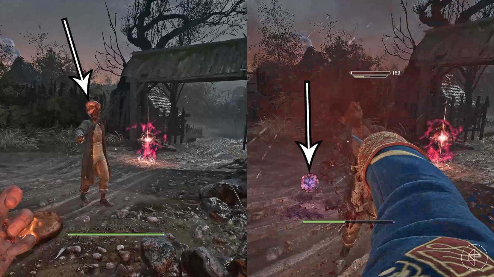 A player destroys a creature's weak point, resulting in a nephtoglobin orb in Valor Mortis.