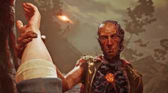 The player is grabbed by a mutated person in Valor Mortis.