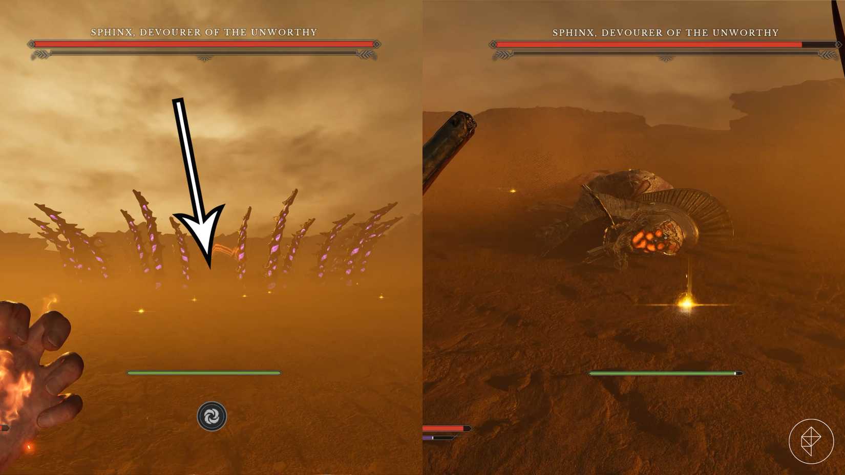 The Sphinx uses a tentacle and body slam attack in Valor Mortis.