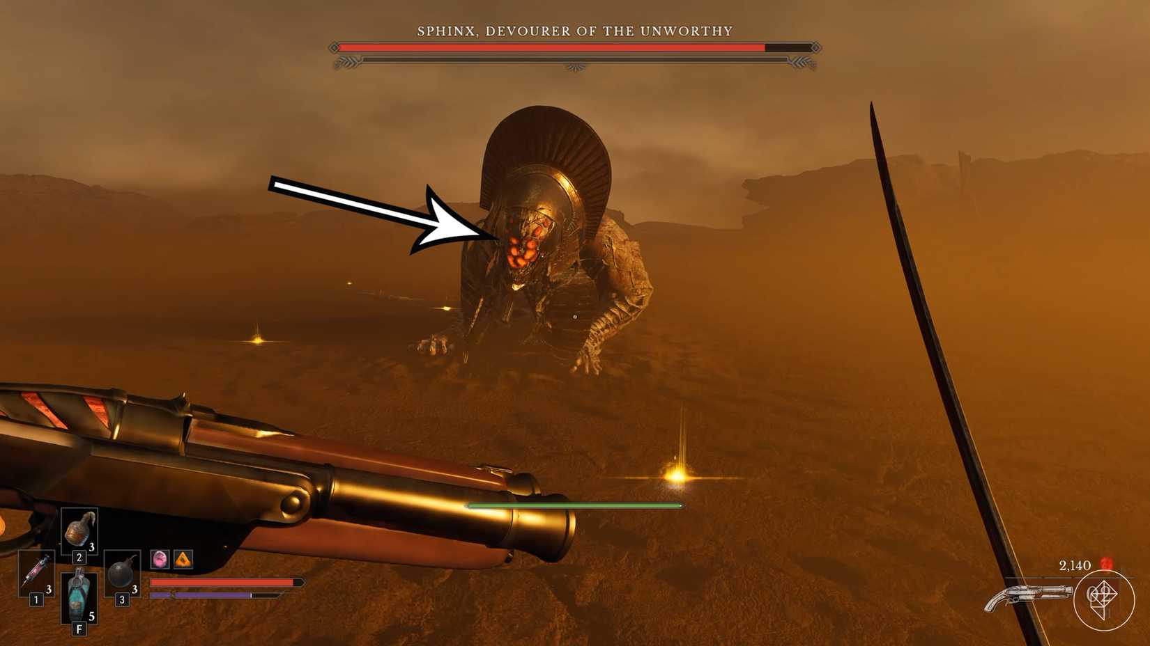 The Sphinx's weak spot in Valor Mortis.