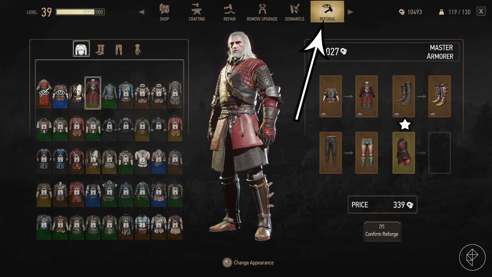 The reforge ability in The Witcher 3: Wild Hunt.