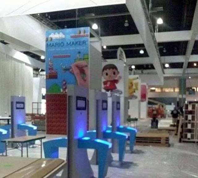 E3 2014の会場で建設中のMario Makerのブースの写真がリークされた。