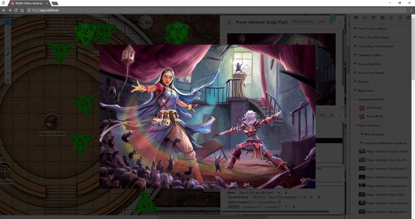Pathfinder on your tablet and in your browser, complete with dice and a GM