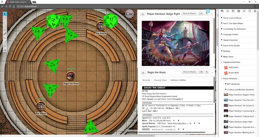 Pathfinder on your tablet and in your browser, complete with dice and a GM
