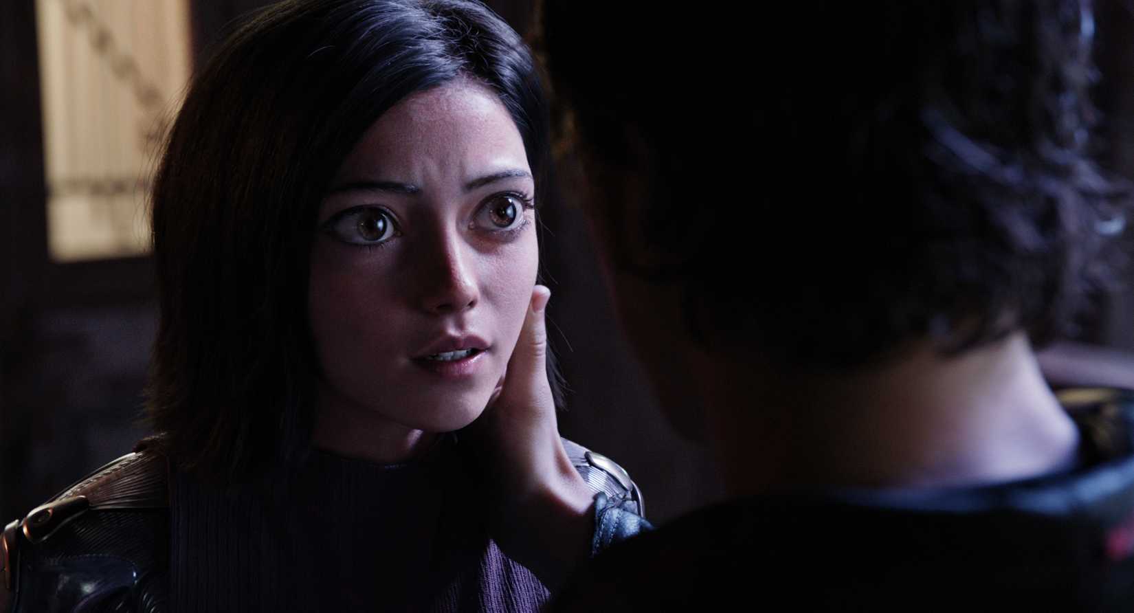 A digitally altered Rosa Salazar in Alita: Battle Angel’s titular role