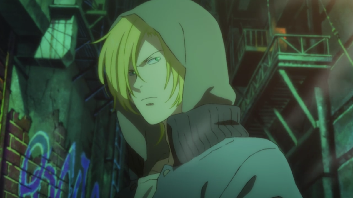 Ash Lynx looking unamused in episode 1 of Banana Fish.