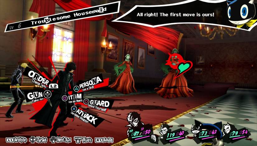 A battle from an early part of Persona 5.