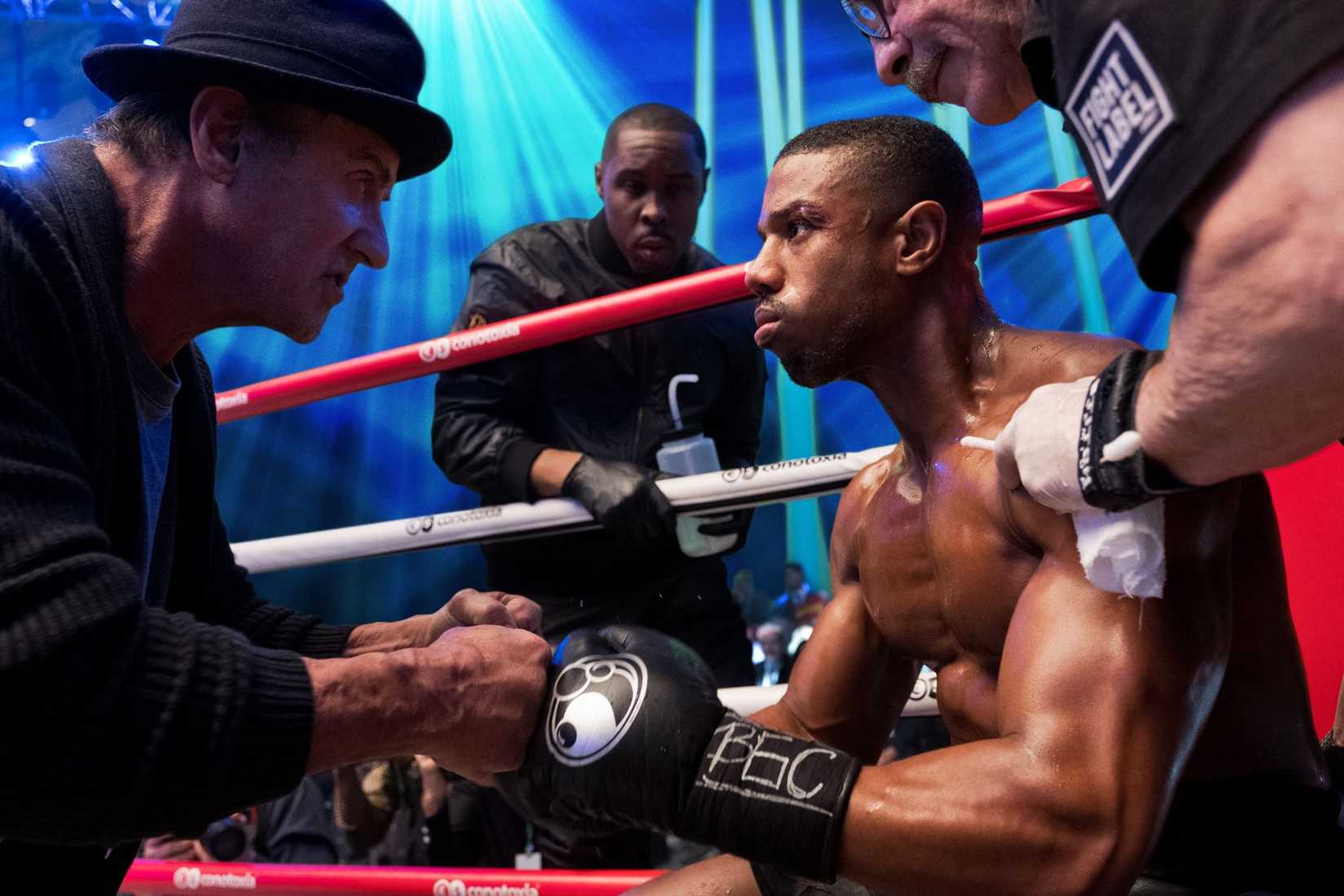Creed II - Rocky Balboa giving advice to Adonis Creed in the corner