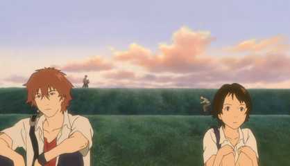 Two young adults sit next to each other with some distance between them in The Girl Who Leapt Through Time