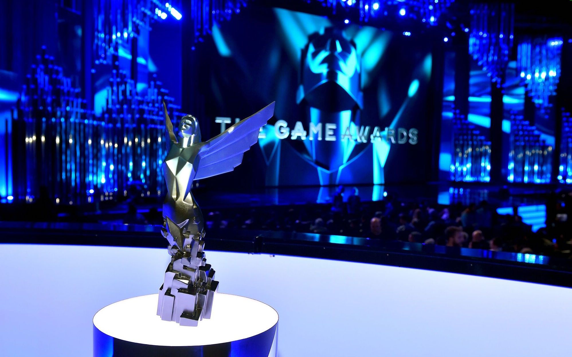 A photo of a statue at The Game Awards
