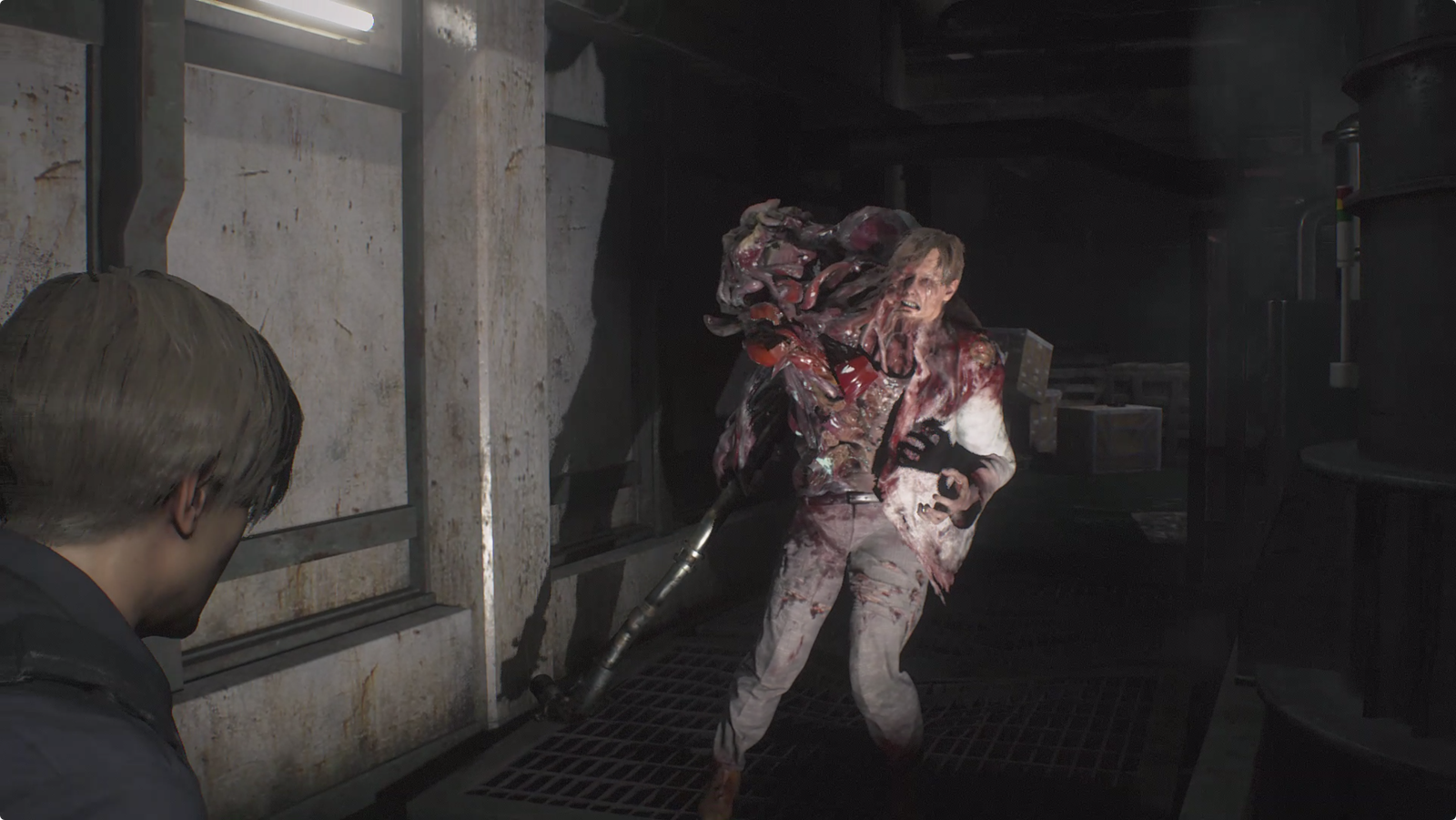 Resident Evil 2 Machinery Room boss fight walkthrough