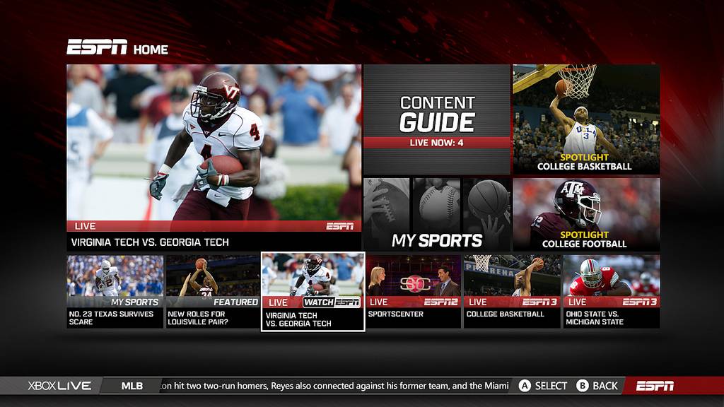 ESPN app on Xbox 360 updated with all live ESPN programming
