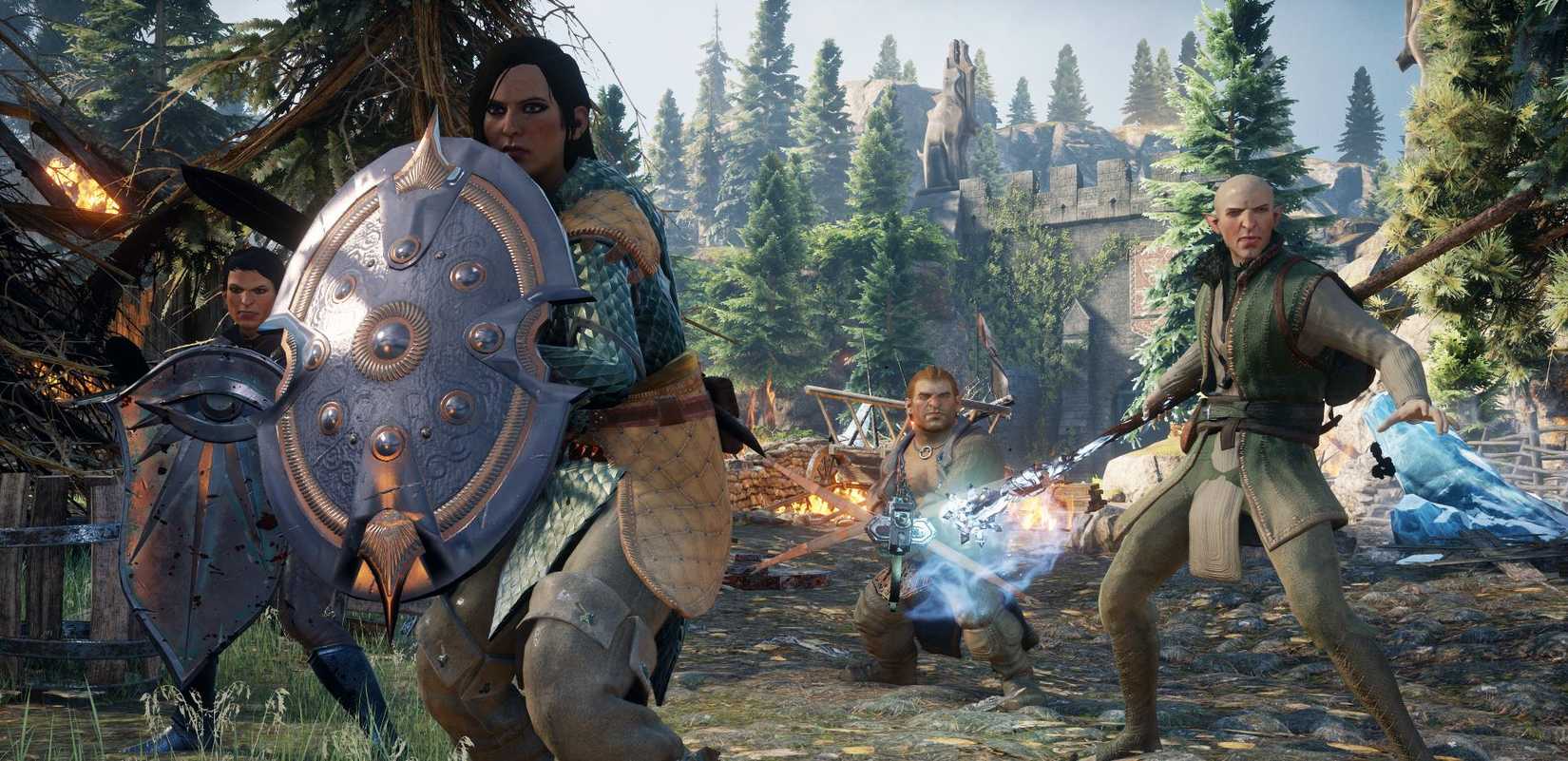 Membros do partido em Dragon Age: Inquisição está pronta para a batalha.