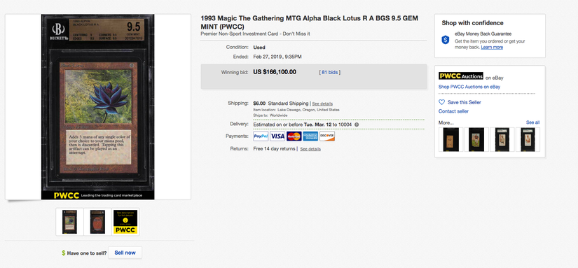 Magic: The Gathering's Black Lotus sells for $166,100 at auction