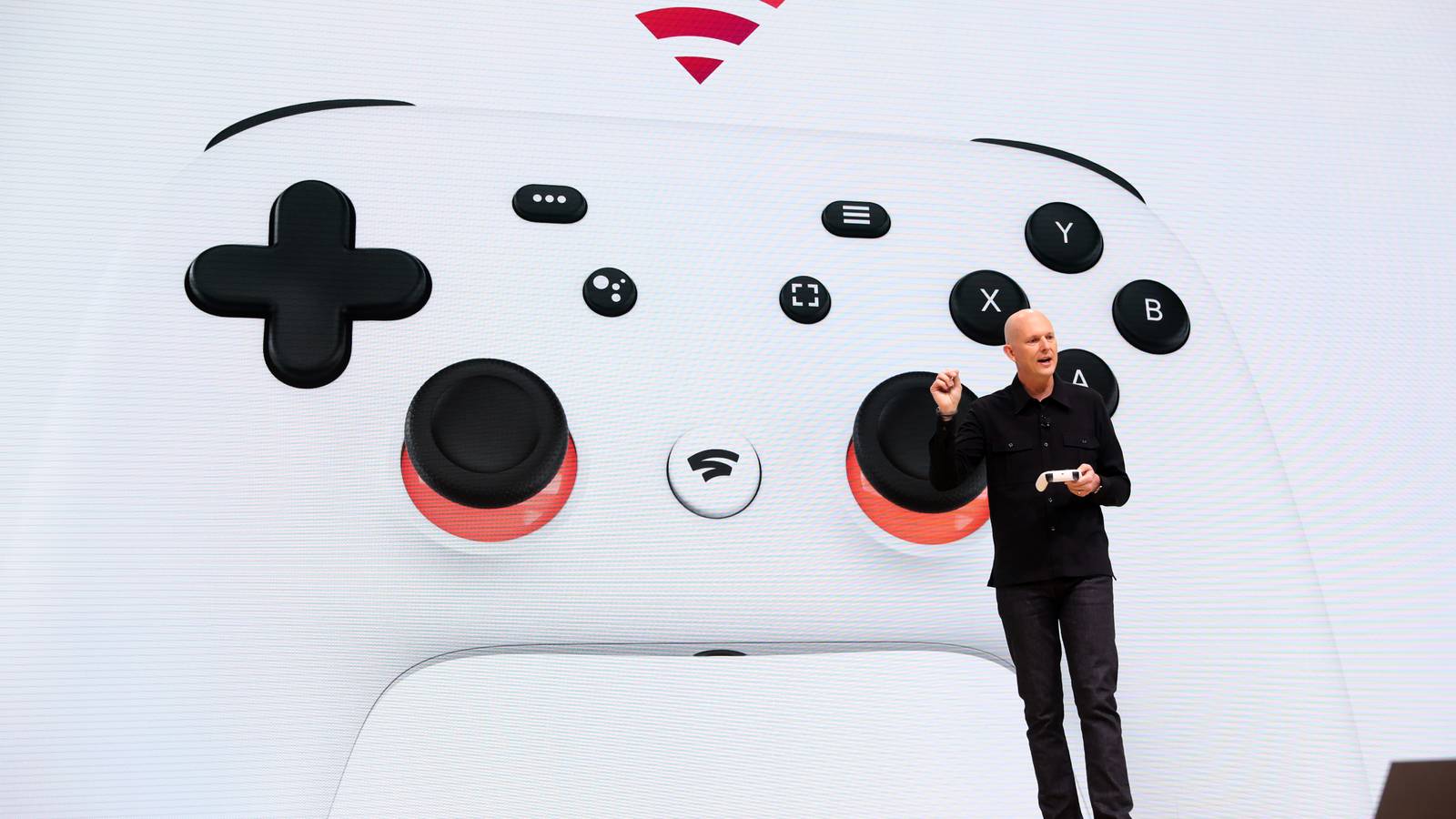 Phil Harrison presents the Google Stadia Controller