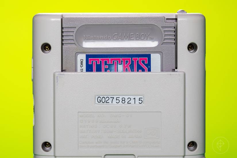 photo of original Game Boy with Tetris game cartridge