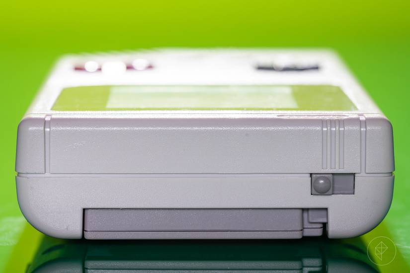 photo of the top of the original Game Boy, with system lying on its back