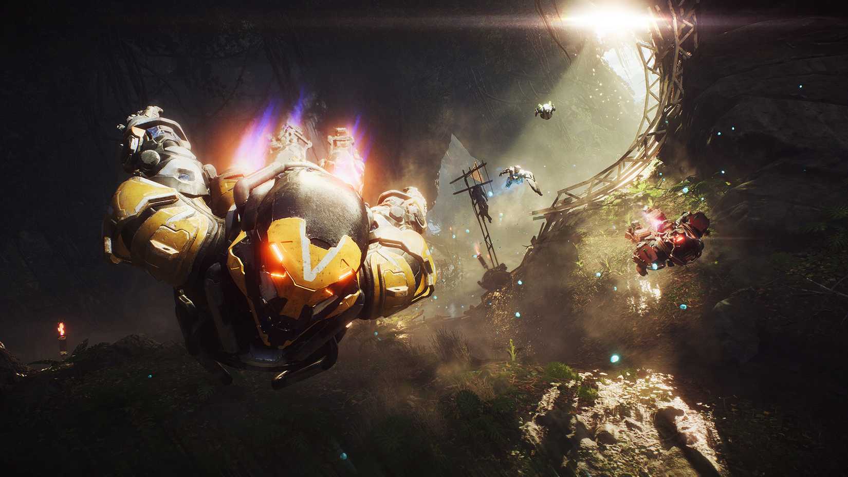 A Javelin flies through the air in a screenshot from Anthem