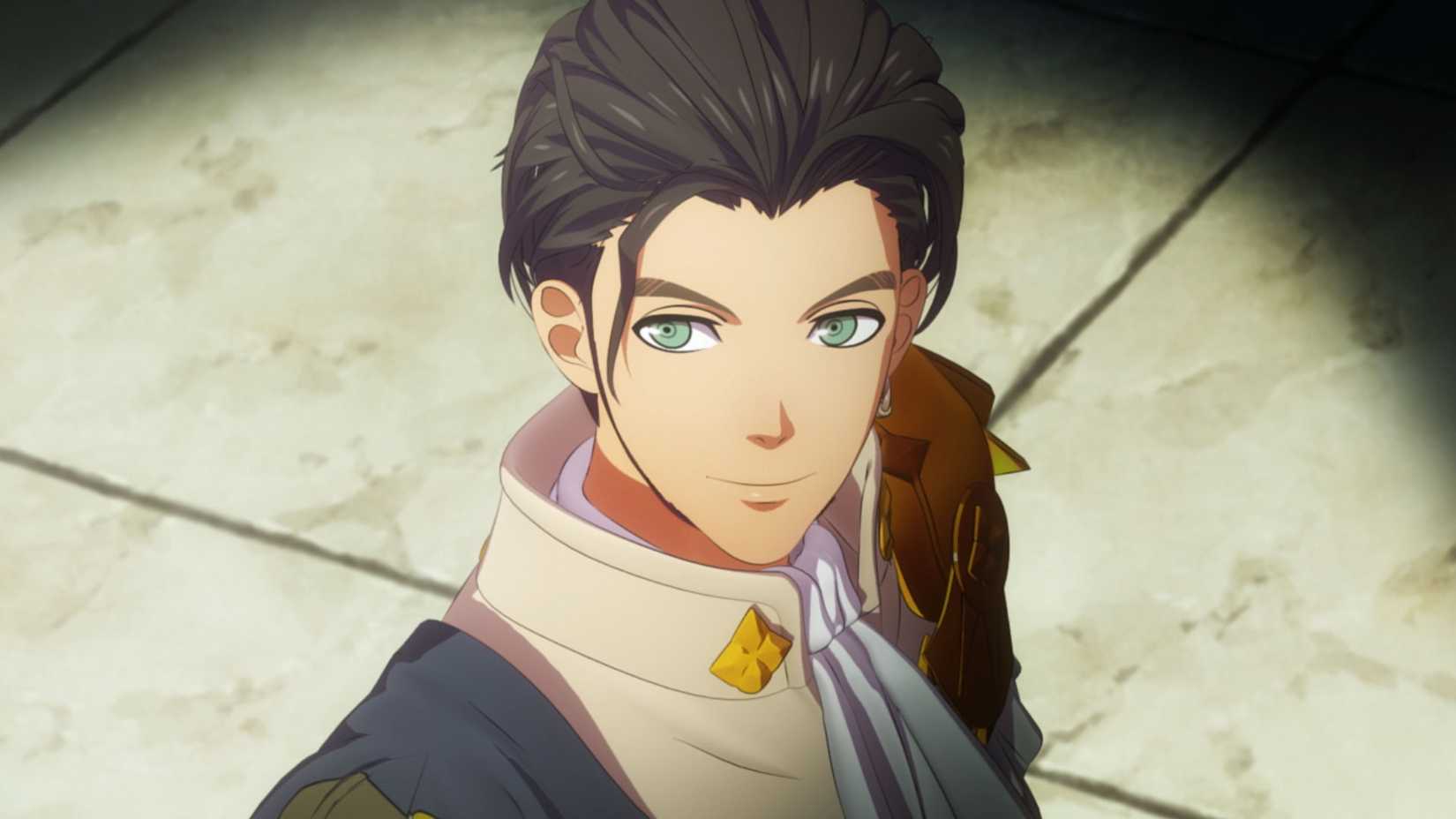 A young man named Claude in Fire Emblem: Three Houses stars wistfully into the distance
