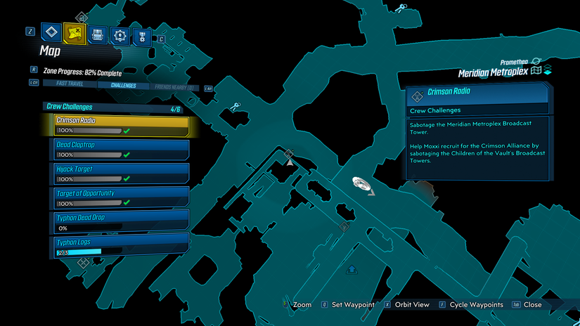 Borderlands 3 Meridian Metroplex challenges map guide