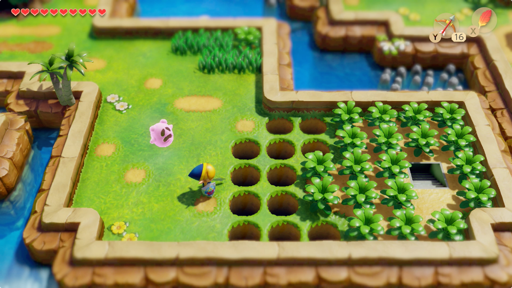 Link’s Awakening Martha’s Bay jump the holes to the stairs