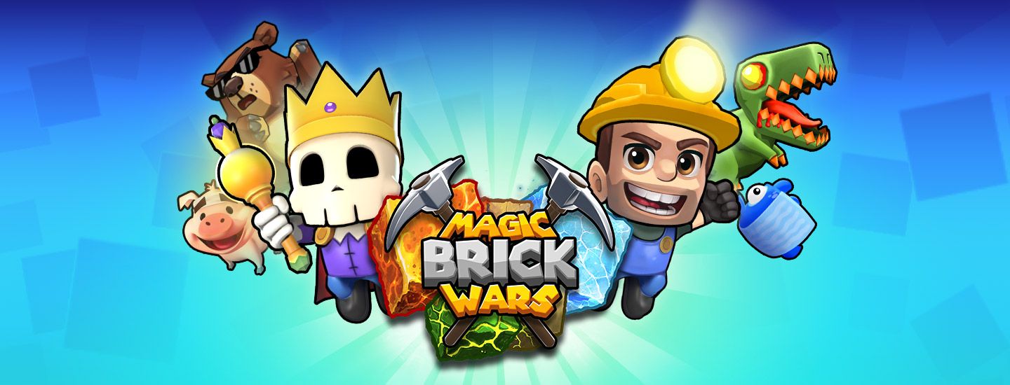 Zany cartoon characters from Halfbrick Studios’ universe of games surround the Magic Brick Wars logo