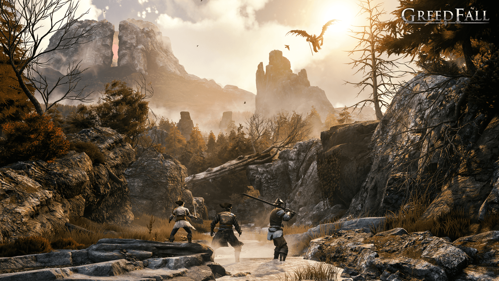 Greedfall - key art of the characters on Tear Fradee