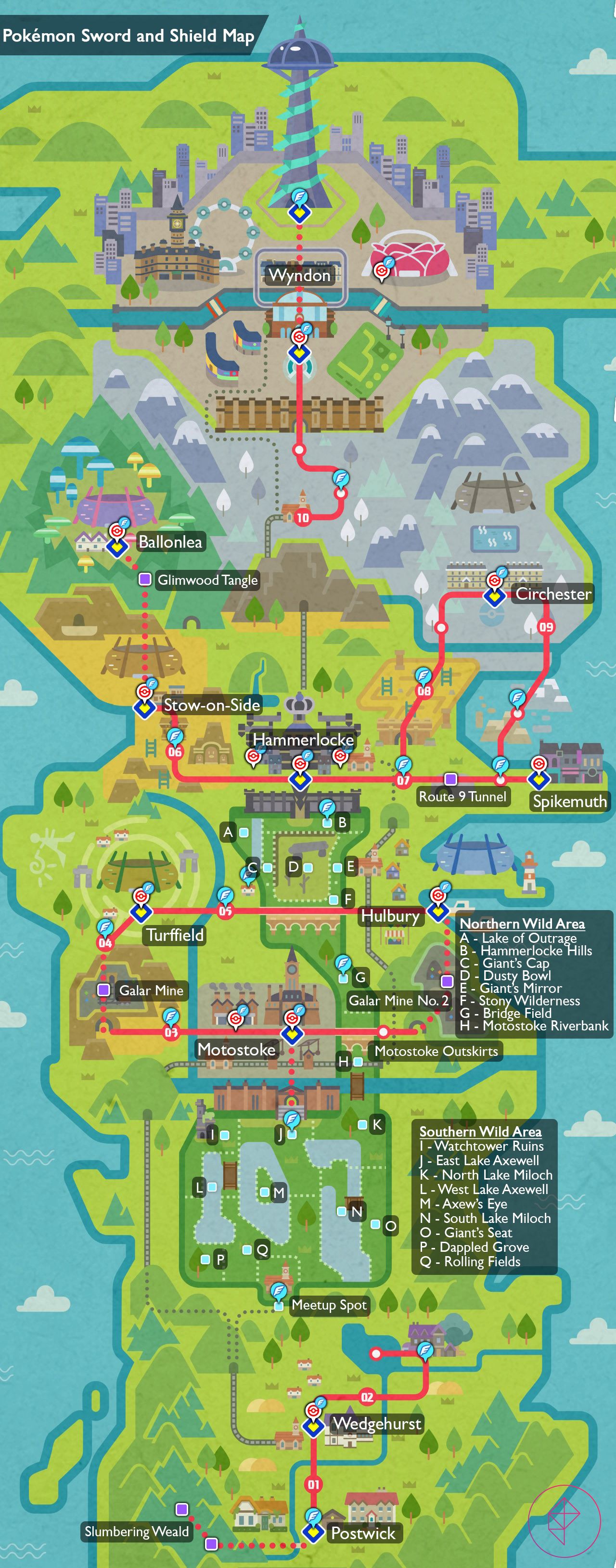 POKEMON REGION MAPS ポケモンリージョンマップ タウンマップ Pokémon Sword and Shield complete map and locations
