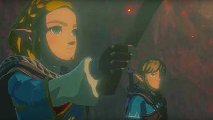 Zelda and Link looking brave in The Legend of Zelda: Tears of the Kingdom.