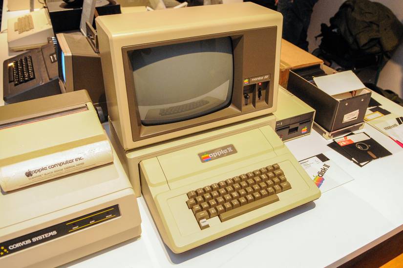 Apple II computer on a desk