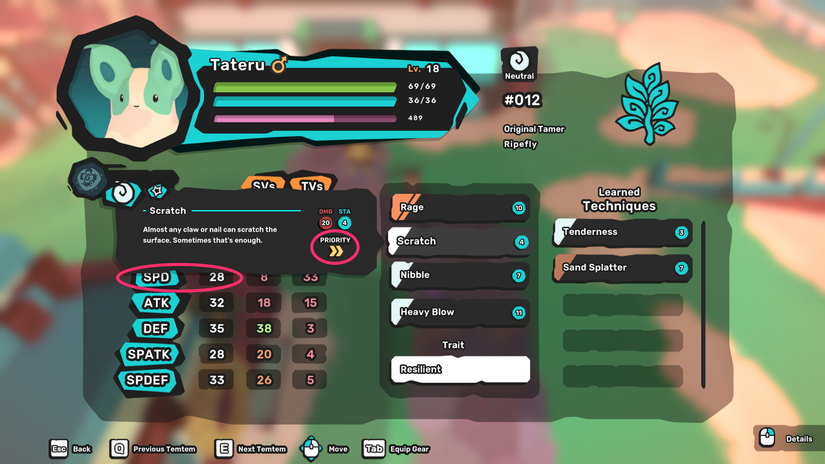 Understanding technique Priority and Temtem Speed in combat