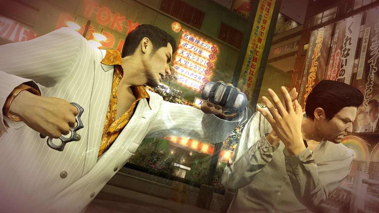 Kirya punches a thug in a screenshot from Yakuza 0