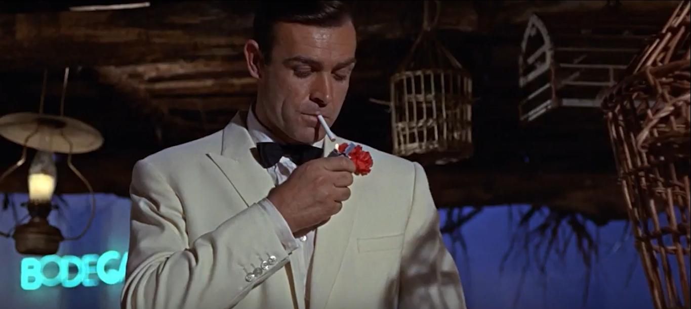 Sean Connery as James Bond in a screenshot from Goldfinger