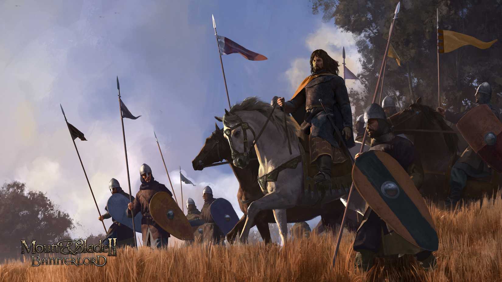  Bannerlord - loading screen art of a general standing before his assembled army