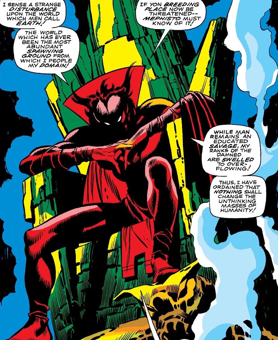 Mephisto sits on his throne in Silver Surfer, Marvel Comics.