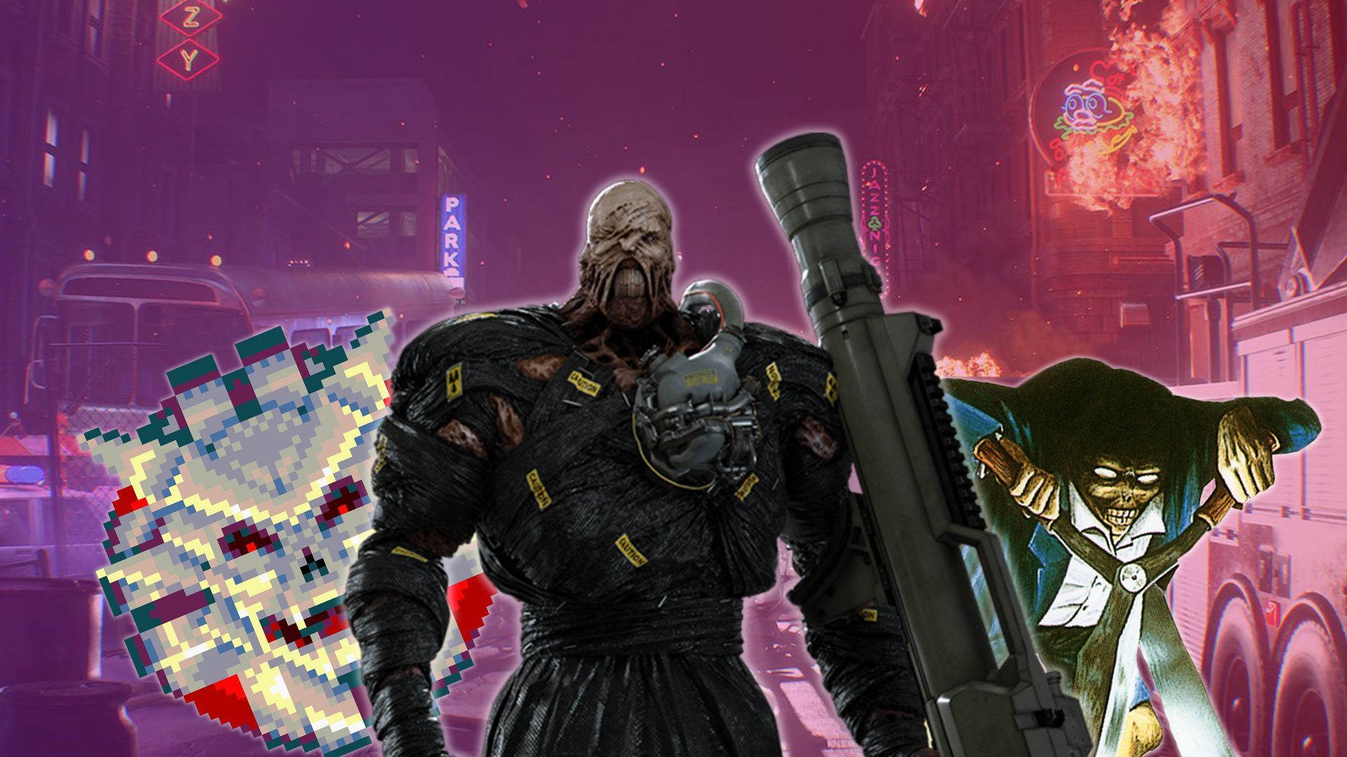 from left to right: Sinistar, Nemesis, and Scissor Man