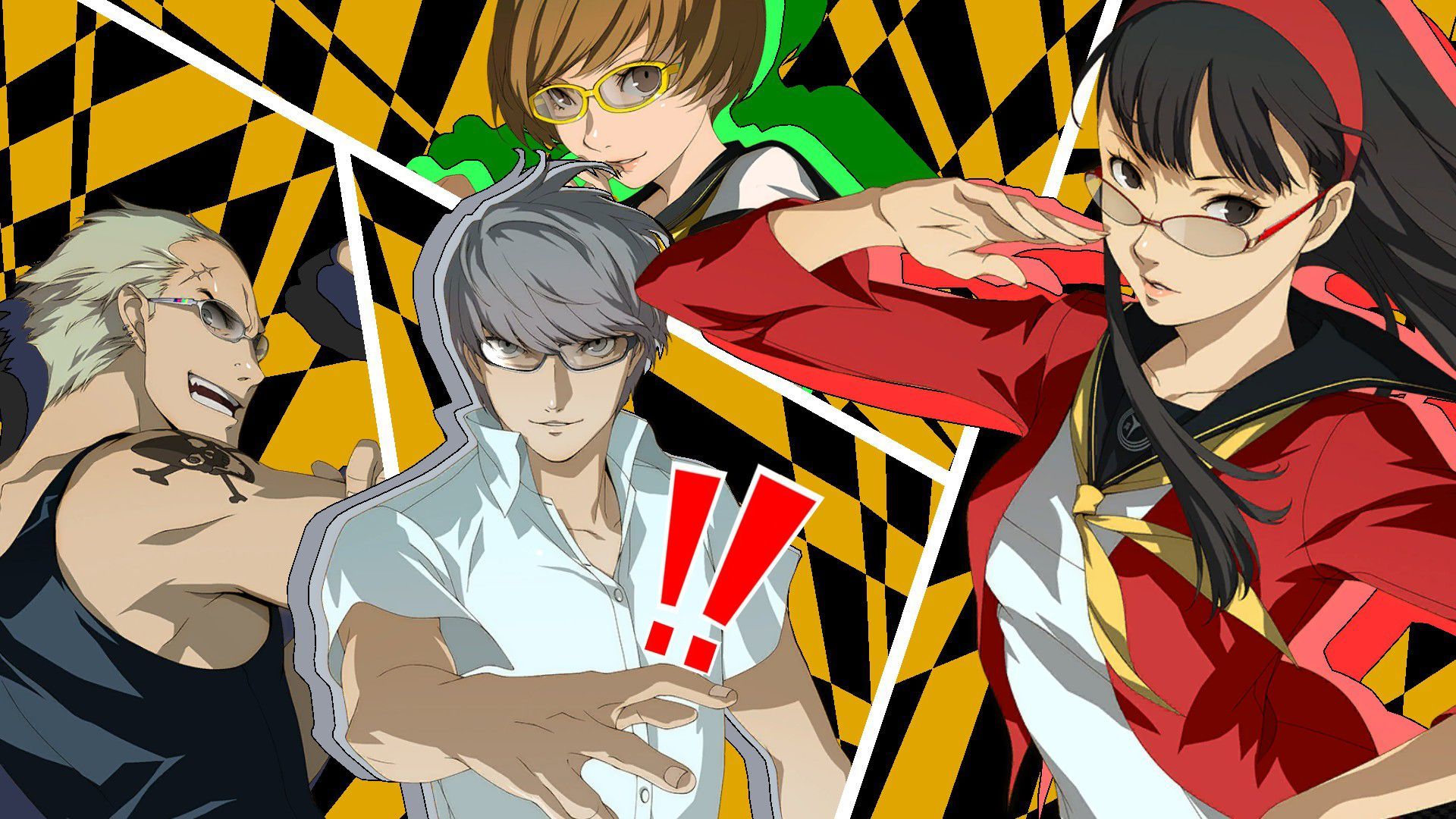 all out attack from persona 4 golden, featuring kanji, chie, yukiko and the protagonist.
