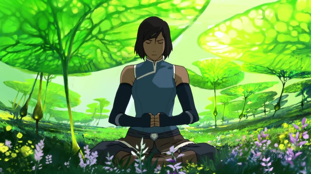 korra meditates in the spirit worlds in legend of korra book 4