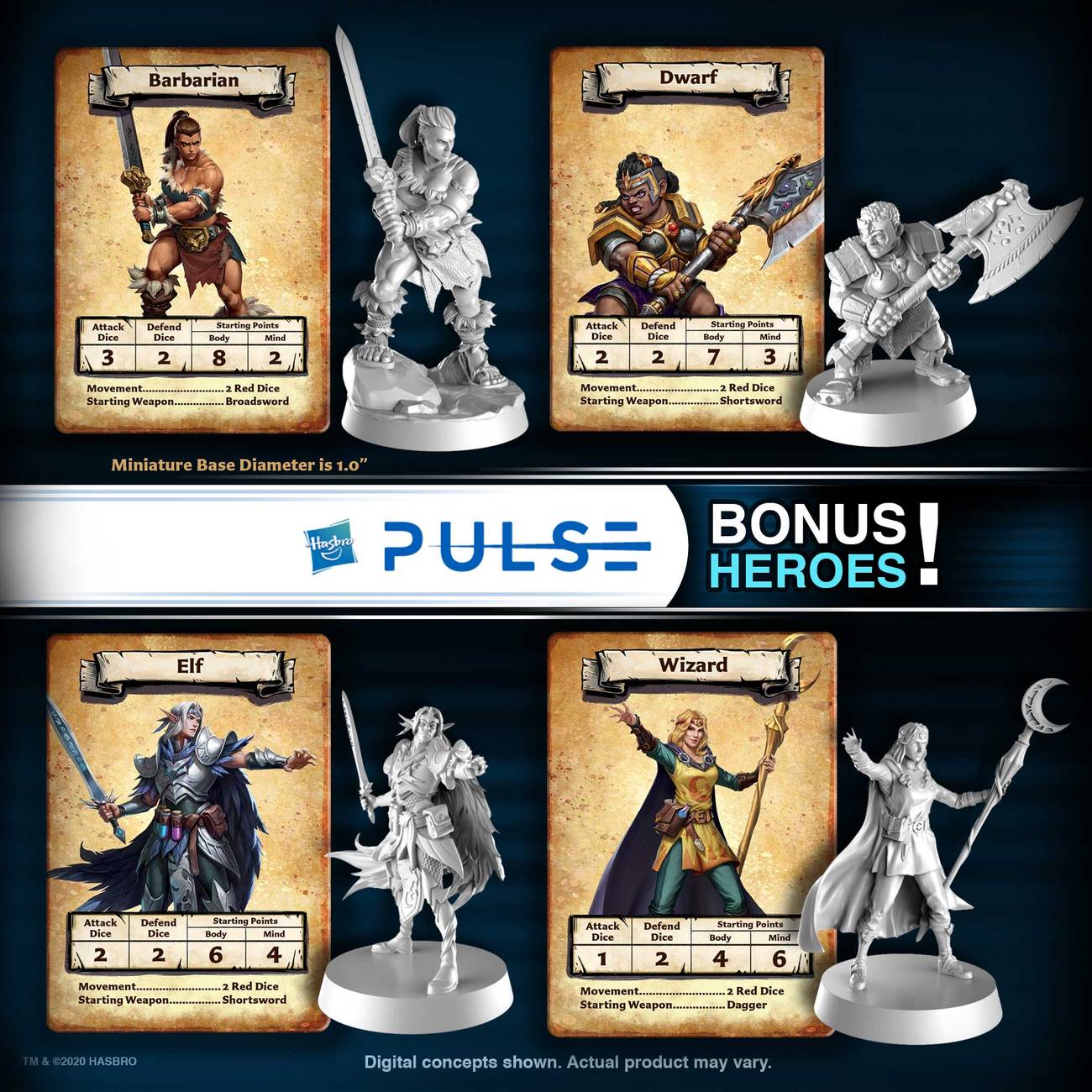 Heroquest 2021: Eroe Nano Con Carta - Hasbro Avalon Hill - Espansione D&D Warhammer