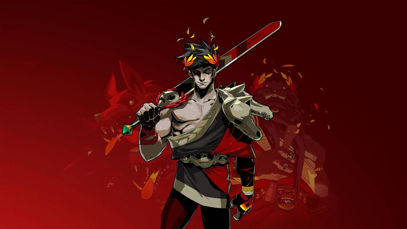 Art of Zagreus from Hades. He’s standing in front of a red background and wields a large sword on his shoulder. 