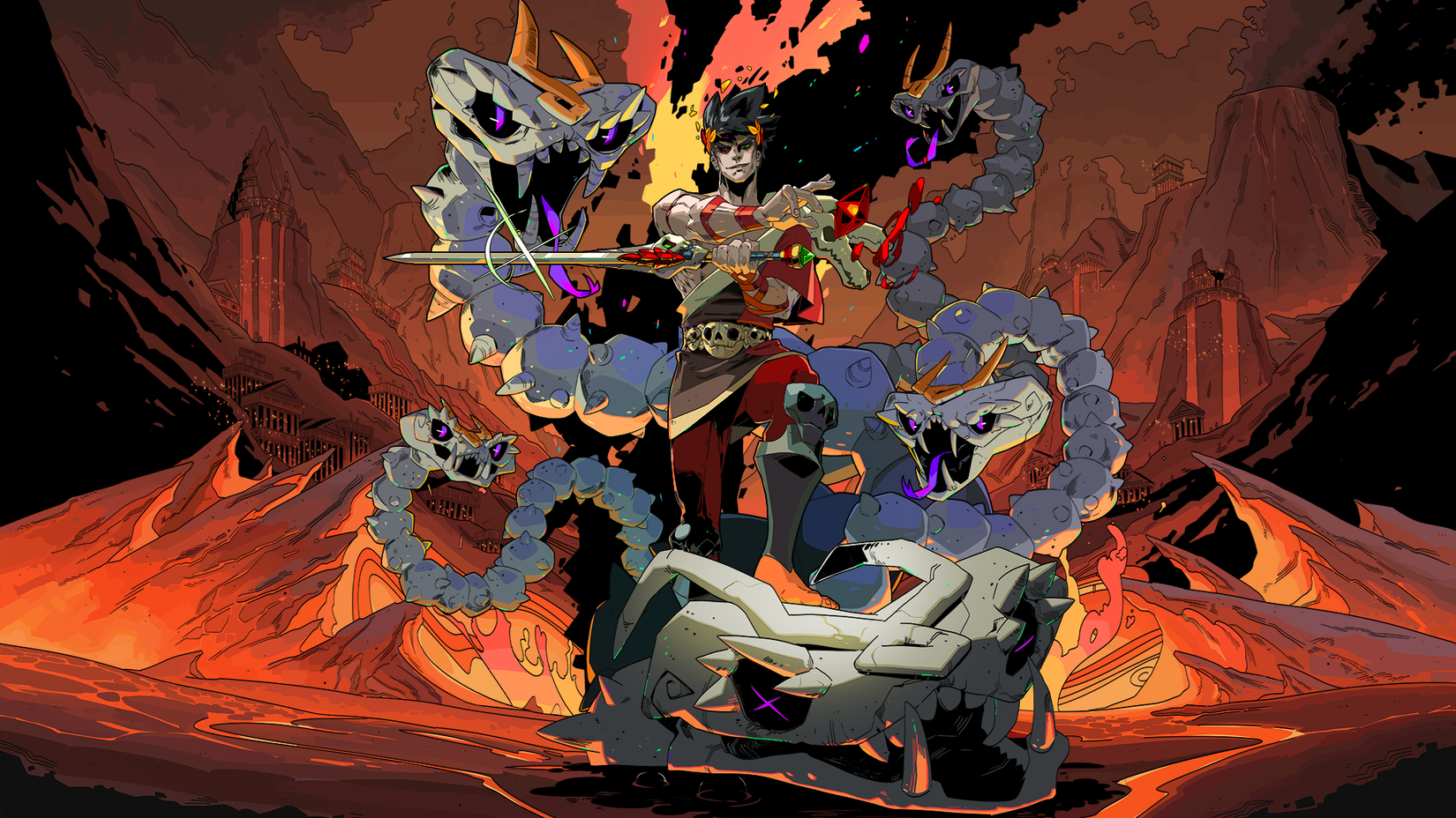Zagreus slays the Bone Hydra in Hades