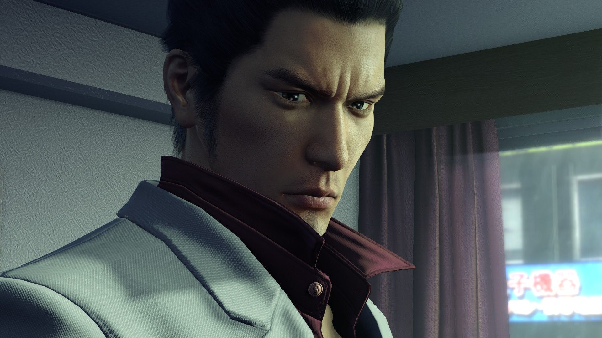 A close up shot of Kazuma Kirya from Yakuza Kiwami