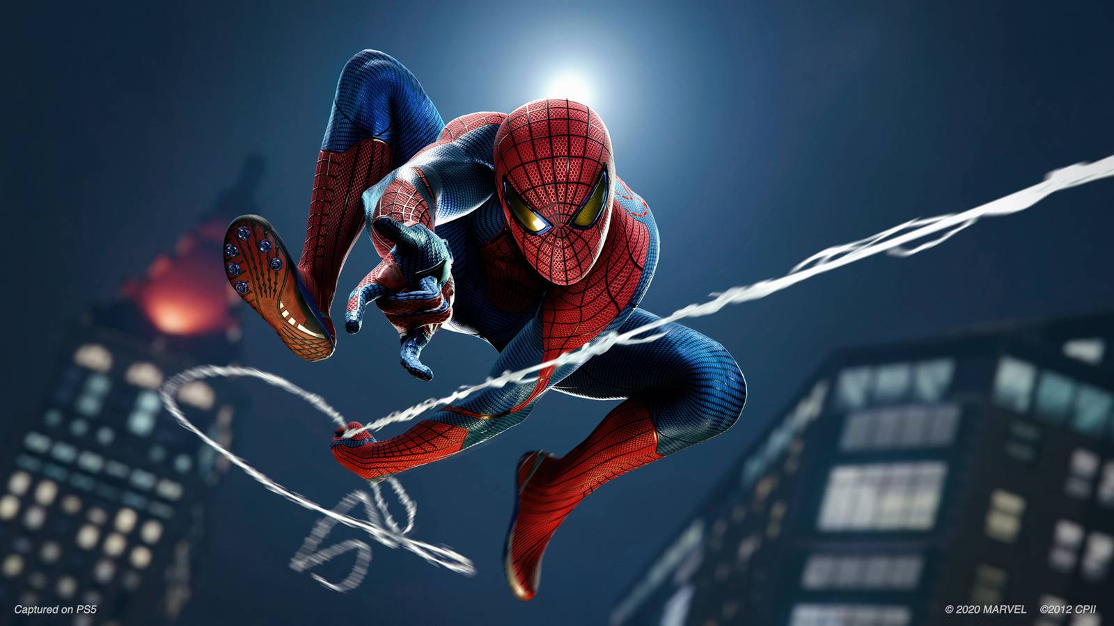Spider-Man swings through New York in a screenshot from Marvel’s Spider-Man on PS5