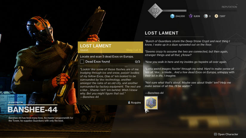 Destiny 2: Beyond Light - Lost Lament Exotic quest for The Lament