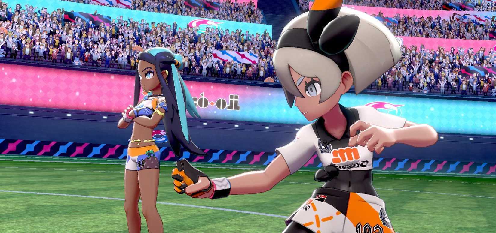 Two trainers in Pokemon Sword and Shield.